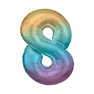 Foil number ''8'' rainbow 86cm
