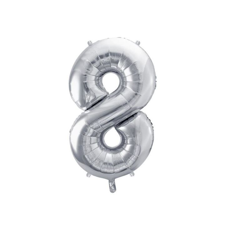Foil number ''8'' silver 86cm