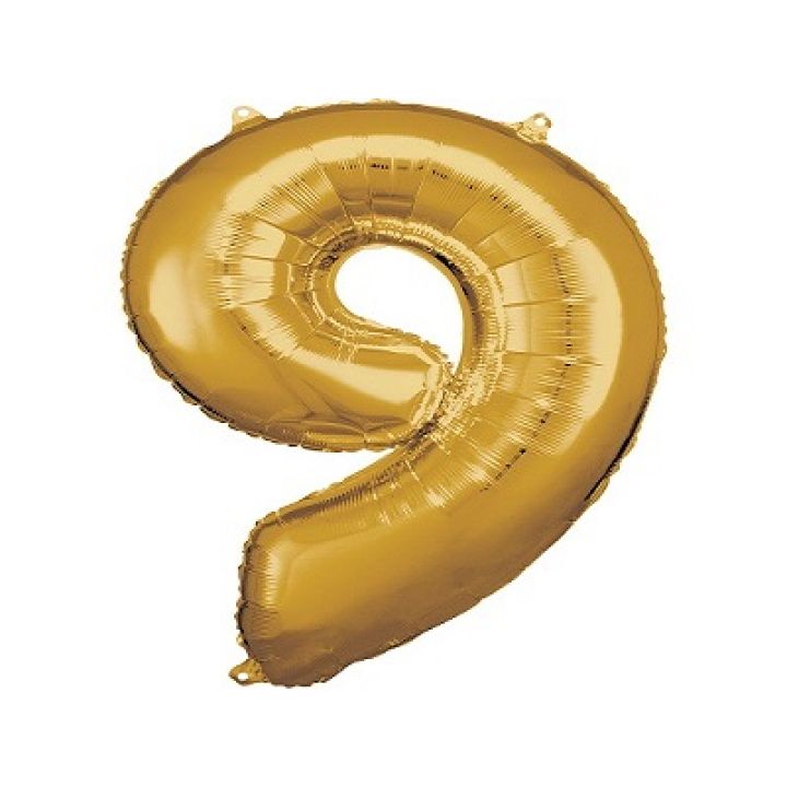 Foil number ''9' gold 86cm