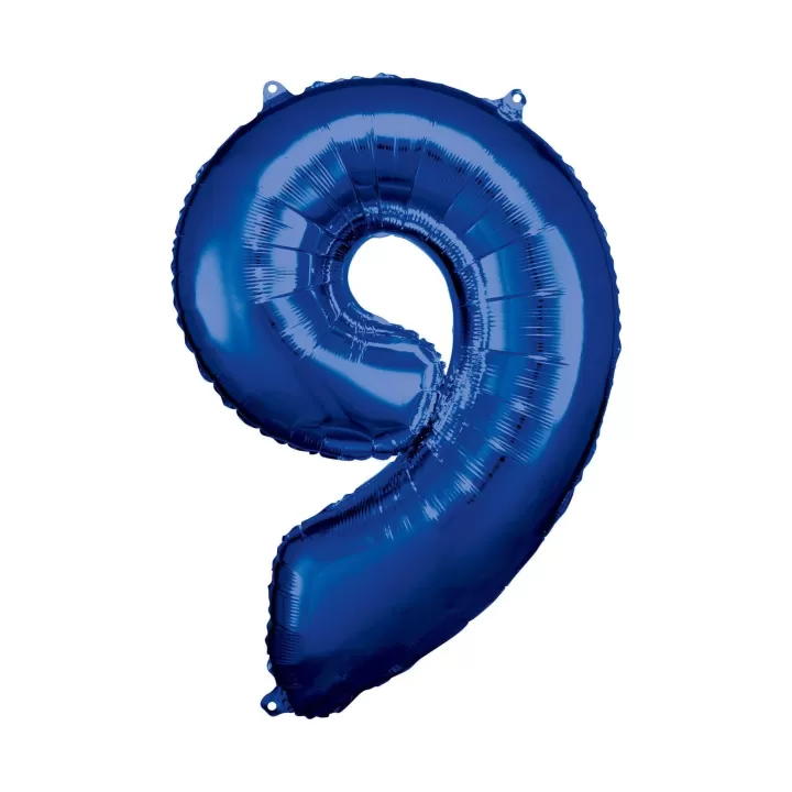 Foil number ''9' blue 86cm