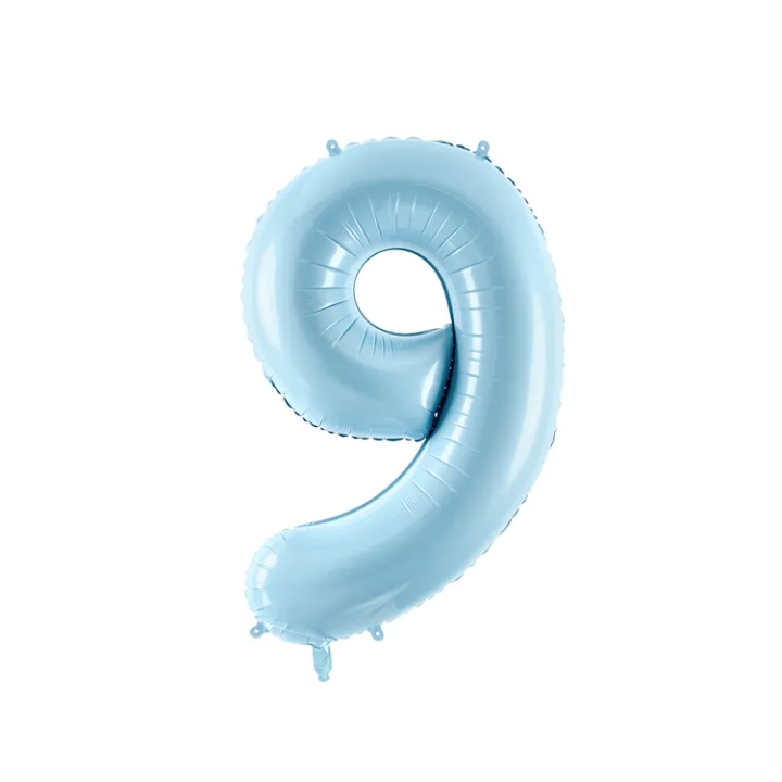 Foil number ''9'' light blue 86cm