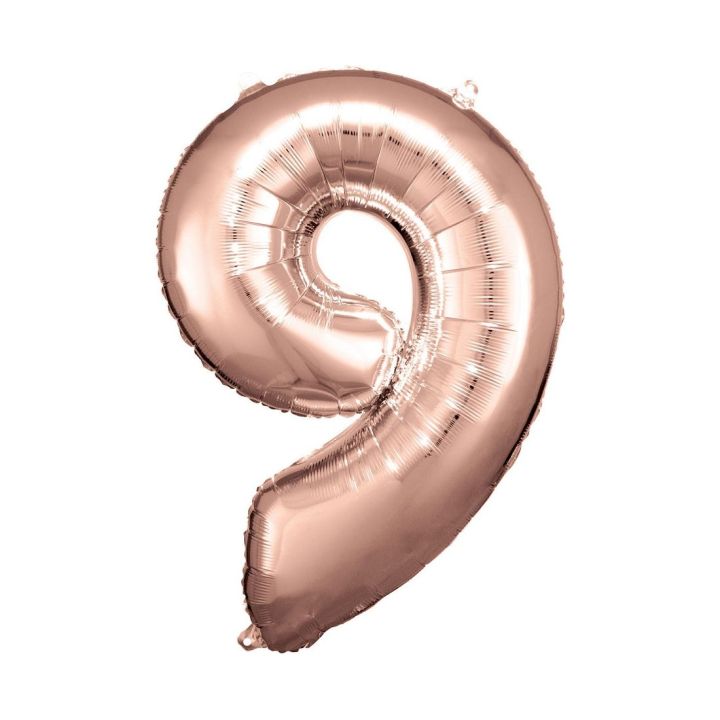 Foil number ''9' rose gold 86cm