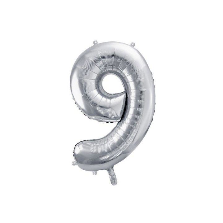 Foil number ''9'' silver 86cm