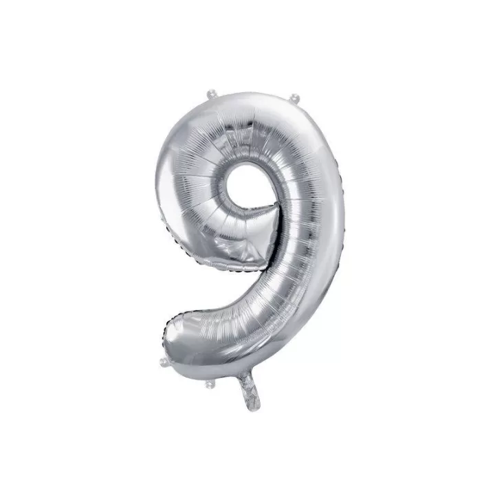 Foil number ''9'' silver 86cm