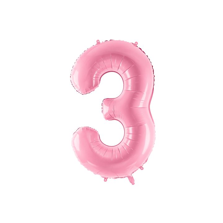 Foil number ''3'' Pink 86cm