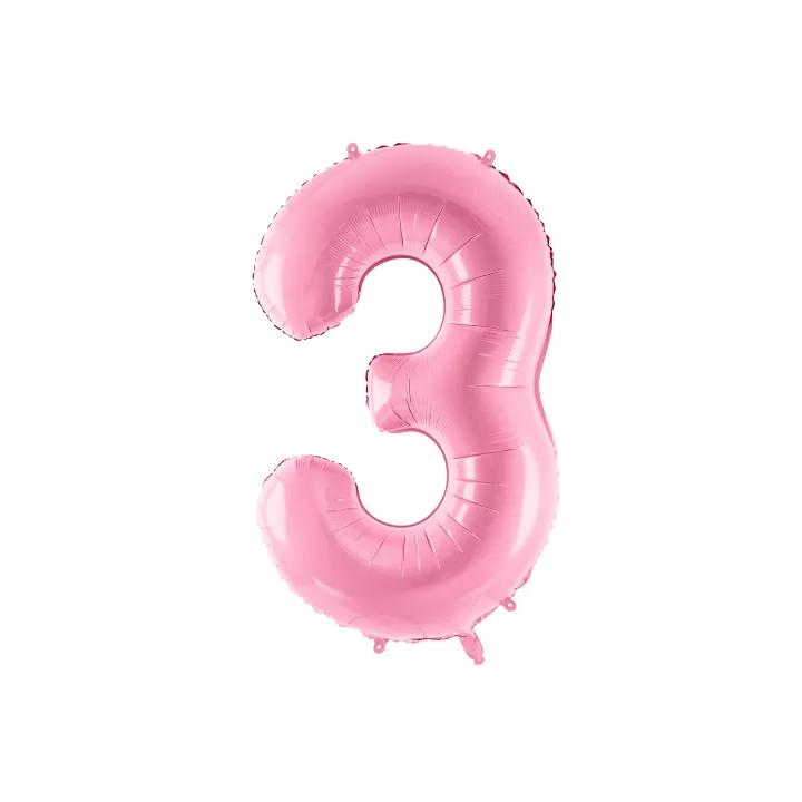 Foil number ''3'' Pink 86cm