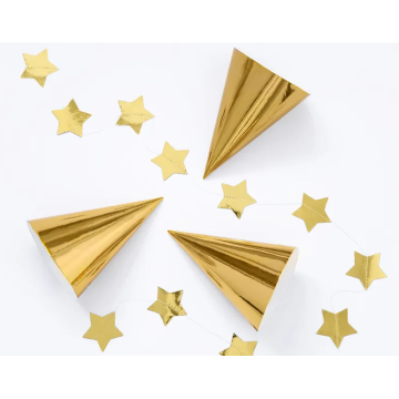 Paper Party Hats  Gold 16cm. 6pcs. 