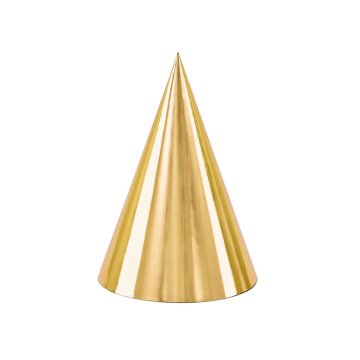 Paper Party Hats  Gold 16cm. 6pcs. 