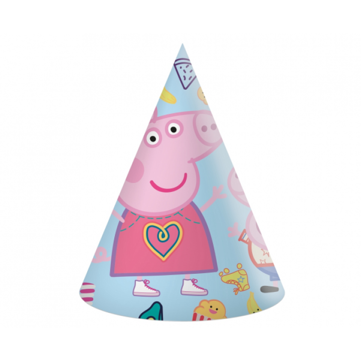 Paper Party Hats Peppa Pig 16cm. 6pcs. 