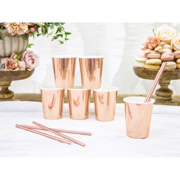 Party Paper cups Rose Gold 220ml 6 pcs