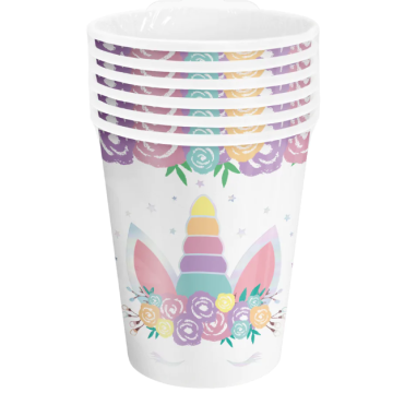 Paper Cups Iridescent Unicorn 220ml, 6pcs.