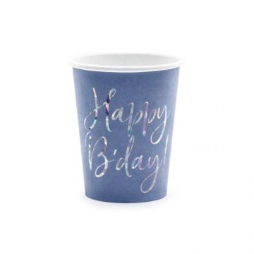 Happy Birthday Cups 220ml, 6pcs.