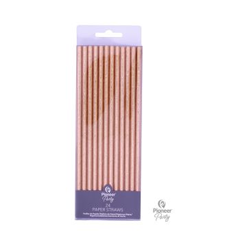 Paper Straws Rose Gold 24pcs,19cm.