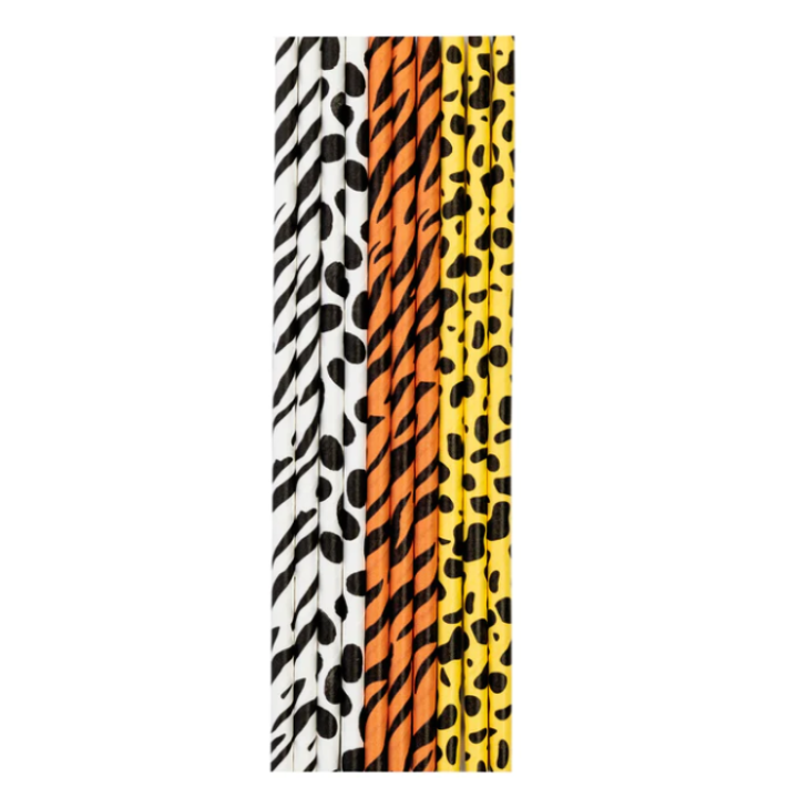 Animal Print  Paper Straws 10 pcs, 20cm.