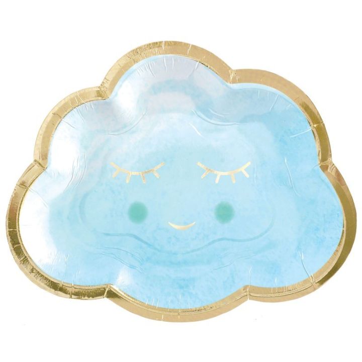 Paper Platess Blue Cloud 16cm. 8pcs.  (plastic free)