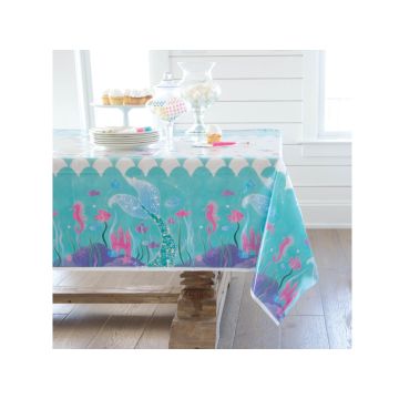 Plastic Tablecover Mermaid Seabed 137cm x 213cm -  Plastic Tablecover Mermaid Seabed 137cm x 213cm -