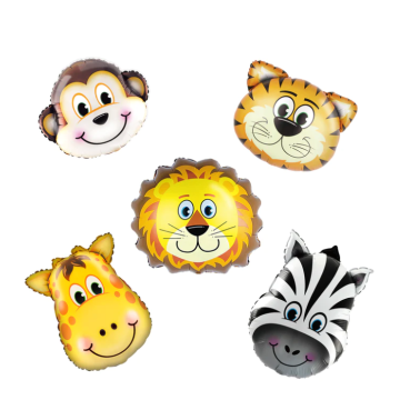 Jungle animals foil balloons 5pcs.