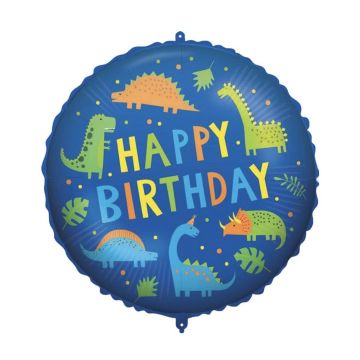 Foil Balloon '' Happy Birthday'' Dinosaur 46cm.