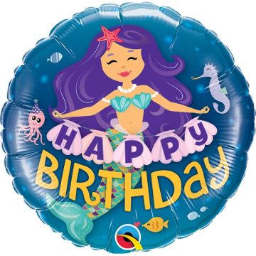 Foil Balloon Mermaid ''Happy Birthday'' 46cm. Foil Balloon Mermaid ''Happy Birthday'' 46cm.