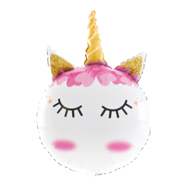 Foil balloon round unicorn 88cm x 57cm.