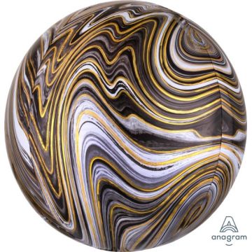 Foil balloon marble black  38 x 40cm.
