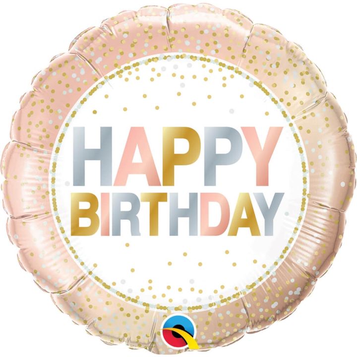 Foil balloon ''Happy Birthday'' with dots 46cm.