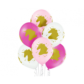 Latex balloons unicorn head 6pcs, 30cm