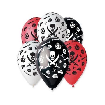 Latex Balloons Pirates 5pcs, 30cm