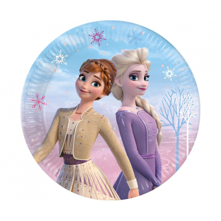 Paper Plates Frozen 23cm. 8pcs.  (plastic free)