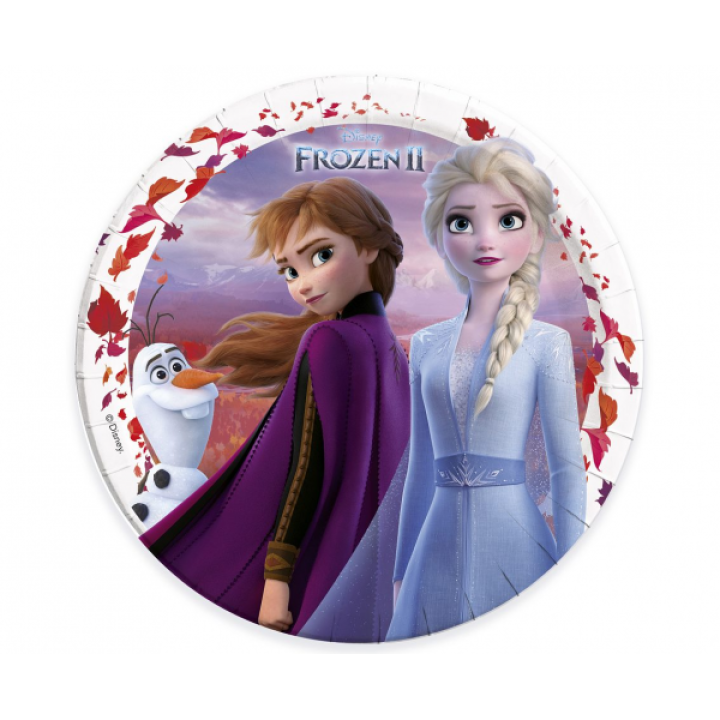 Paper Plates Frozen 23cm. 8pcs.  (plastic free)