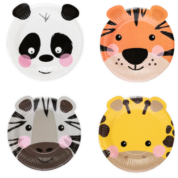 Set Paper Plates Jungle animals  17cm. 4pcs.  (plastic free)