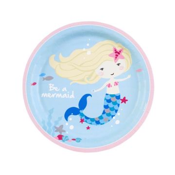Paper Plates Mermaid 23cm. 8pcs.  (plastic free) Paper Plates Mermaid 23cm. 8pcs.  (plastic free)