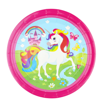 Paper Plates Unicorn 18cm. 6pcs.  (plastic free)