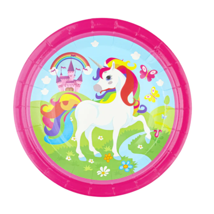 Paper Plates Unicorn 18cm. 6pcs.  (plastic free)