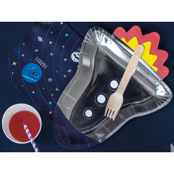 Paper Plates Spacecraft 22 x 30cm. 6pcs.  (plastic free)