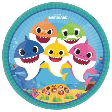 Paper Plates Baby Shark 23cm. 8pcs.  (plastic free) Paper Plates Baby Shark 23cm. 8pcs.  (plastic free)