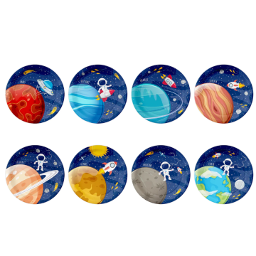 Paper Plates Space 18cm. 8pcs.  (plastic free)