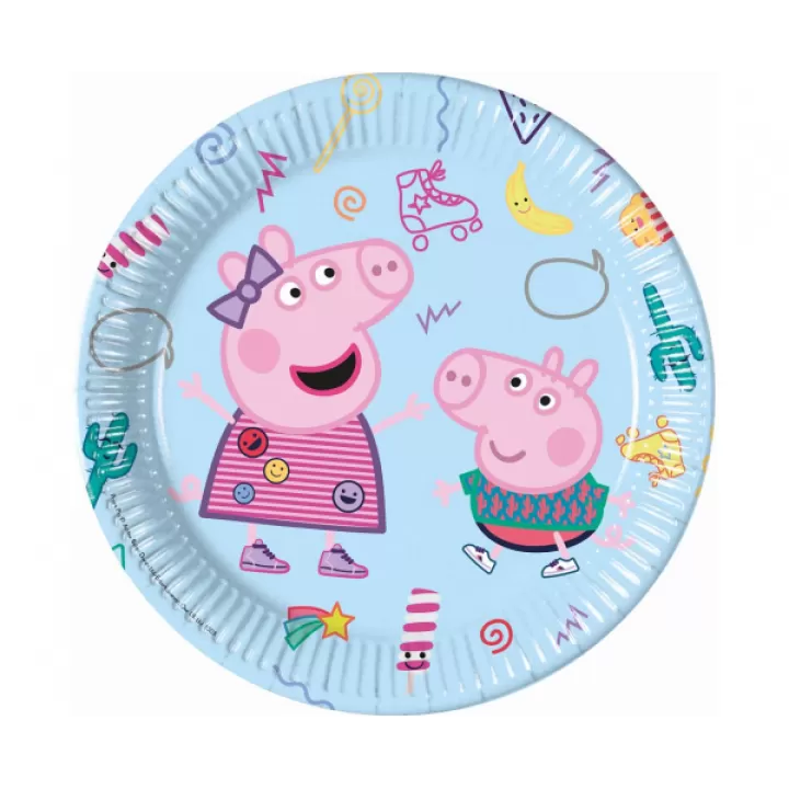 Paper Plates Peppa Pig 20cm.  (plastic free)