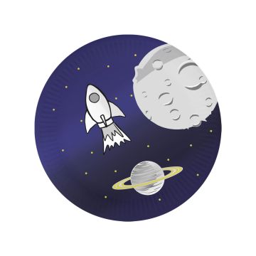 Paper Plates Space 18cm. 6pcs.  (plastic free)