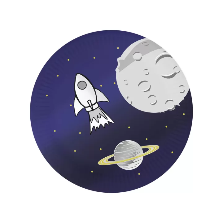 Paper Plates Space 18cm. 6pcs.  (plastic free)