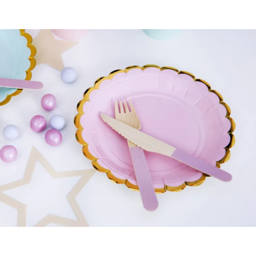 Paper plates pink 18cm. 6pcs. (plastic free)