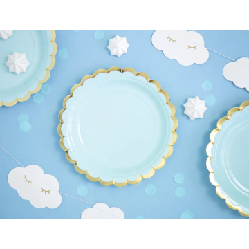 Paper plates light blue 18cm. 6pcs. (plastic free)