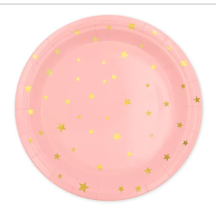 Paper Plates With Gold Stars 23cm, 6pcs.