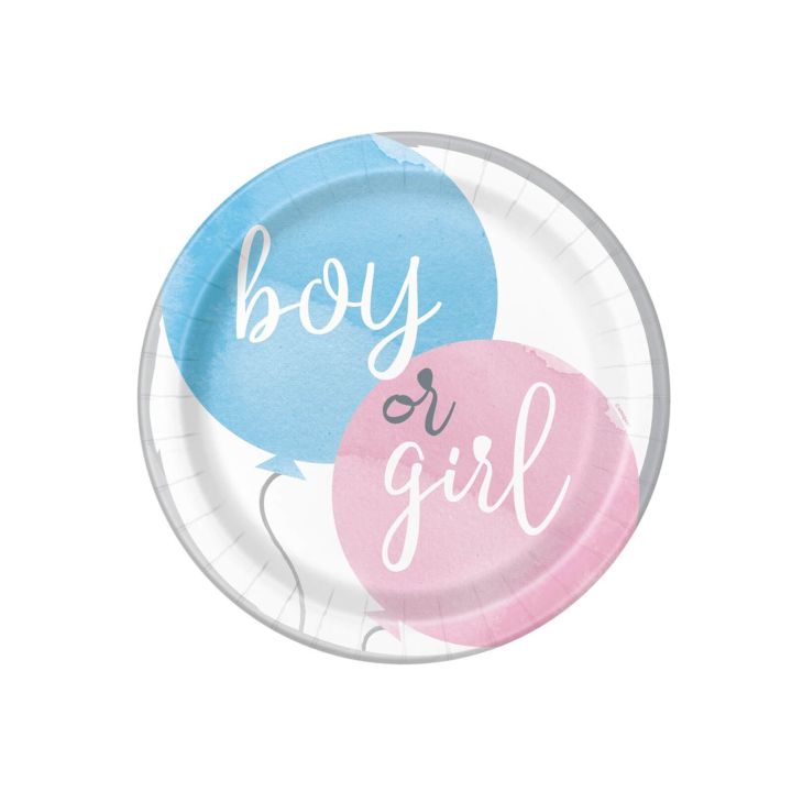 Paper Plates Boy or Girl 23cm. 8pcs.  (plastic free)