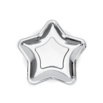 Paper Plates Silver Star 23cm, 6pcs.