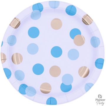 Paper Plates Ciel and Gold Dots 23cm, 8pcs