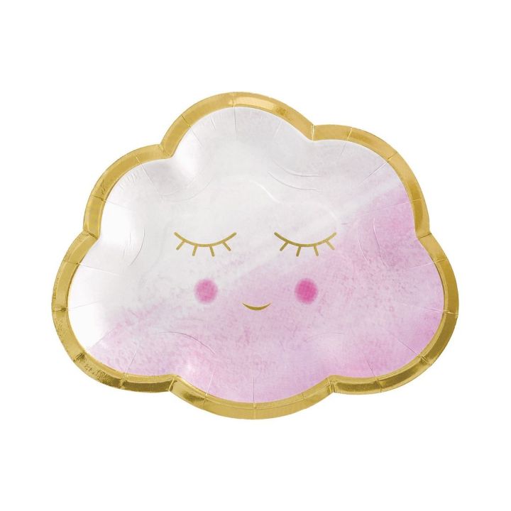 Paper Platess Pink Cloud 16cm. 8pcs.  (plastic free)