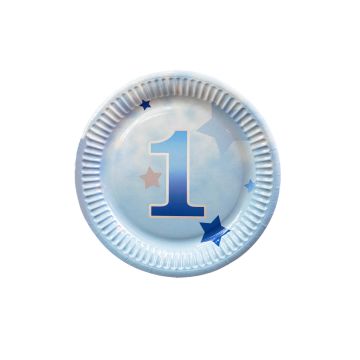 Paper Plates First Birthday Blue 18cm. 6 pcs