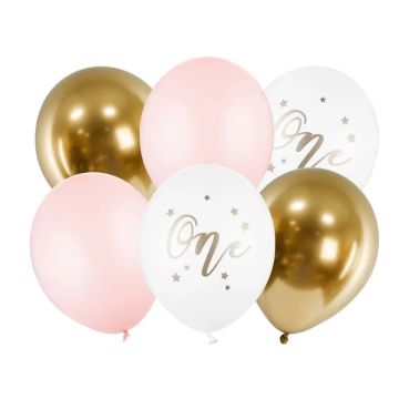 Balloon set 1st birthday girl, 30cm. 6pcs