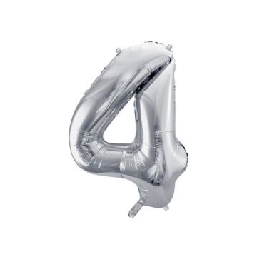 Foil number ''4'' silver 86cm